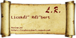 Licskó Róbert névjegykártya